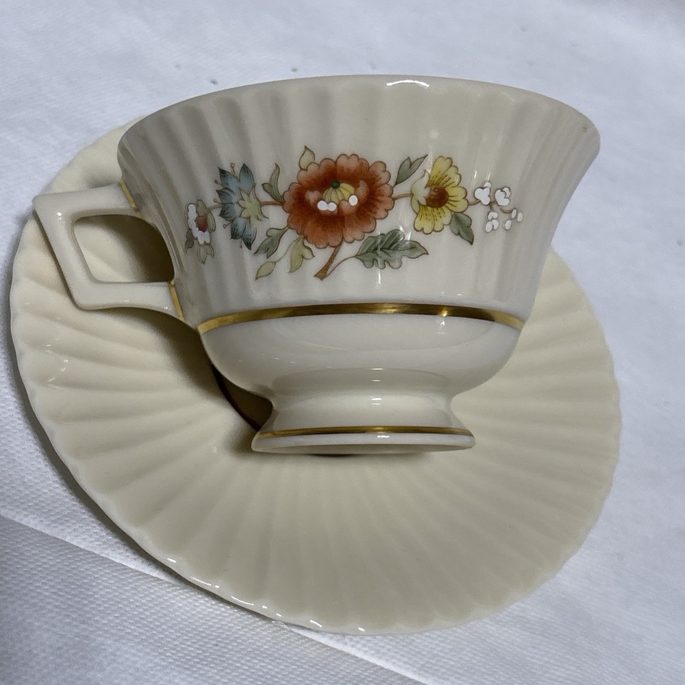 Lenox Temple Blossom Coffee Tea Cup & Saucer Set